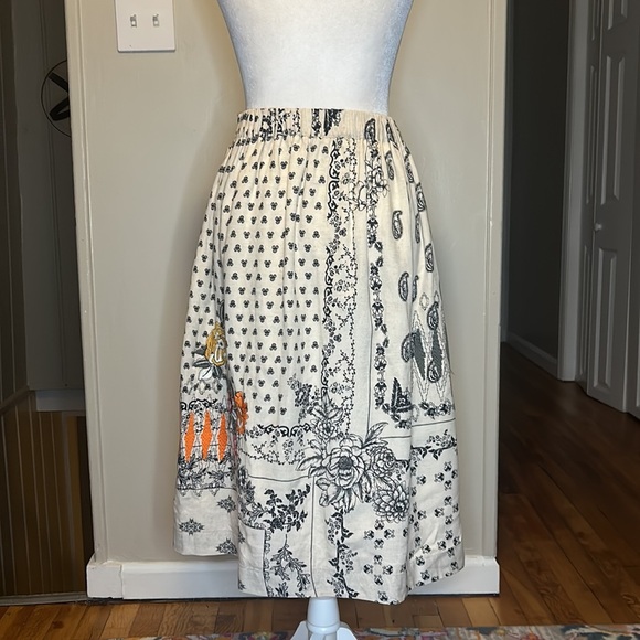 Anthropologie Vineet Bahl Devi Floral Embroidered Skirt New Size Extra Small - Picture 7 of 12